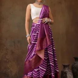 Silk Land Purple Silk Printed Saree With Unstitched Blouse-picture-18