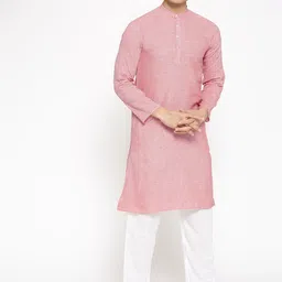 Vastraa Fusion Men Red & White Kurta-image-69