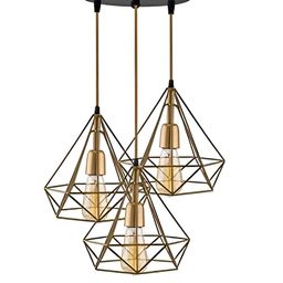 KINIS Gold-Toned & Black Textured Abstract Shaped Ceiling Lamp-5
