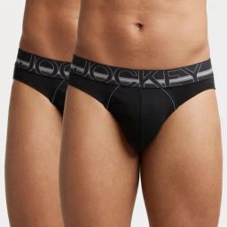 Jockey US17 Black Super Combed Cotton Rib Briefs with Ultrasoft Waistband - Pack of 2-image-60