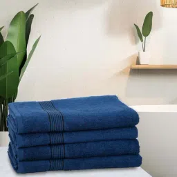 LORENA 100% Cotton Super-Soft Terry Towels -4pc Bath Towel (d`ross) solid-navy blue-image-40