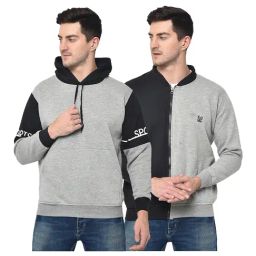 Vimal Jonney Grey & Black Hooded Sweatshirt - Pack of 2-image-61