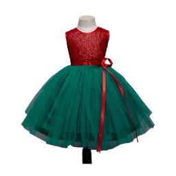 The Magic Wand Kids Red & Green Embellished Dress with Belt-image-7