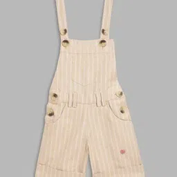 Blue Giraffe Kids Beige Cotton Striped Jumpsuit-image-27