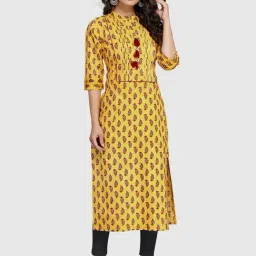 Rajnandini Yellow Printed Straight Kurta-image-24