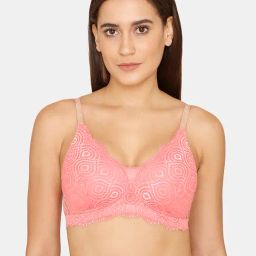Zivame Pink Lace Half Coverage Padded Bra-picture-49