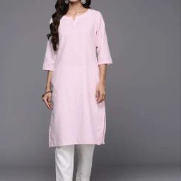 Libas Pink Cotton Striped Straight Kurta-image-92