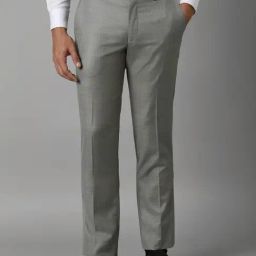 Louis Philippe Grey Slim Fit Checks Trousers-picture-27