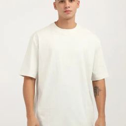 Calvin Klein Beige Cotton Relaxed Fit Printed T-Shirt-image-93