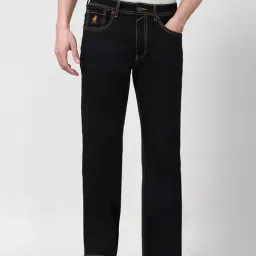 Peter England Black Cotton Regular Fit Jeans-picture-1