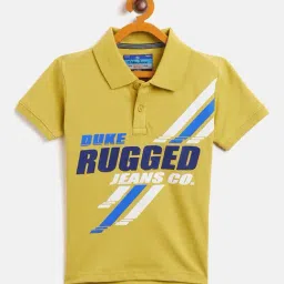Duke Kids Mustard Printed Polo T-Shirt-image-70
