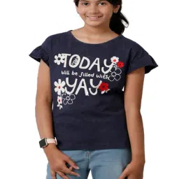 Under Fourteen Only Kids Navy Printed Top-image-100