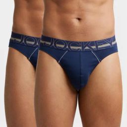 Jockey US17 Navy Blue Super Combed Cotton Rib Briefs with Ultrasoft Waistband - Pack of 2-image-69