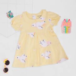 Pantaloons Baby Girls Pastel Yellow Printed Dress-picture-17