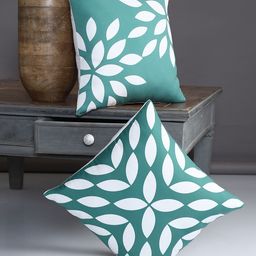 Alina decor Off-White & Green Set of 5 Geometric Square Cushion Covers-46