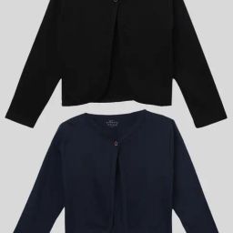 Kryptic Kids Navy & Black Solid Full Sleeves Shrug (Pack Of 2)-image-32