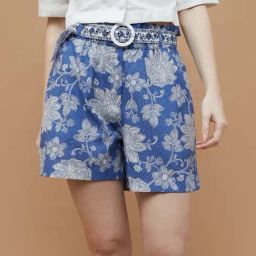 Colour Me by Melange Blue Printed Shorts-image-88