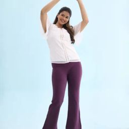 Go Colors! Purple High Rise Bootcut Trousers-picture-19