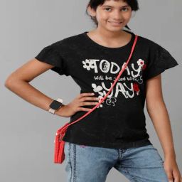 Under Fourteen Only Kids Black Printed Top-image-92