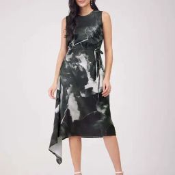 Fablestreet Black Printed Assymetric Dress-picture-29