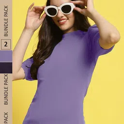 Fabflee Pack Of 2 Puff Sleeves Peplum Top-picture-17