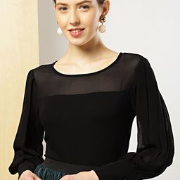 her by invictus Women Black Solid Semi-Sheer Top-image-29