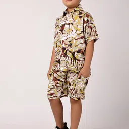 FITIN OUTFIT Boys Floral Printed Lapel Collar Night suit-image-67