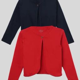 Kryptic Kids Navy & Red Solid Full Sleeves Shrug (Pack Of 2)-image-50