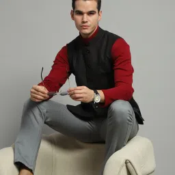 Monte Carlo Charcoal Wool Regular Fit Checks Jacket image 5