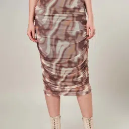 People by Pantaloons Khaki Printed Skirt-image-62