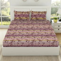Spaces Gypsy Floral Pink 144 TC Cotton Double Bedsheet With 2 Pillow Covers-18