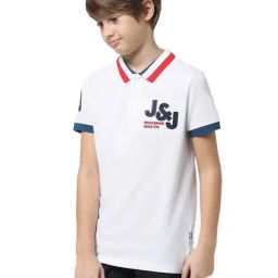 Jack & Jones Junior Brilliant White Cotton Embroidered Polo T-Shirt-picture-14