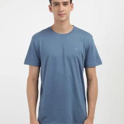 Calvin Klein Blue Cotton Regular Fit Logo Printed T-Shirt-image-101