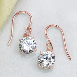 Zavya Graceful Glow 925 Sterling Silver Rose Gold-Plated Fish Hook Earrings-image-39