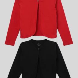 Kryptic Kids Black & Red Solid Full Sleeves Shrug (Pack Of 2)-image-73