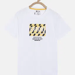 3PIN Boys White  Yellow Printed Round Neck Pure Cotton T-shirt-image-47