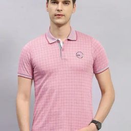 Monte Carlo Pink Regular Fit Checks Polo T-Shirt-image-41