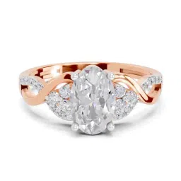 Sparkles 14k (585) Rose Gold Lab Grown Diamond 2.19 CT Oval Shape Swirl Ring-picture-32