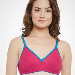 Claura Magenta Solid Non-Wired Non Padded T-shirt Bra-9
