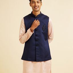 Manyavar Embroidered Woven Nehru Jacket-image-17