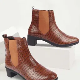 Fausto Women's Tan Chelsea Boots-picture-3