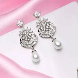 Zavya Blooms in Frost Rhodium-Plated 925 Sterling Silver Earrings-picture-2