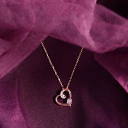 Clara 925 Silver Rose Gold-Plated Swiss Zirconia Pink Heart Pendant with Chain Necklace-image-98