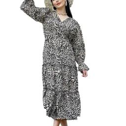 Melon by PlusS Black & Beige Printed Midi Dress-image-44