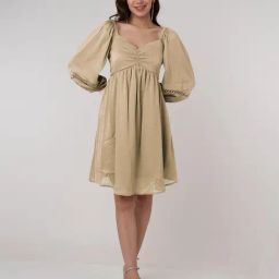 Zink London Beige Regular Fit A Line Dress-picture-41