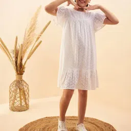 Cherry & Jerry Girls White Solid Empire Knee Length Dress-image-20