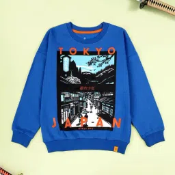 Kiddopanti Boys Royal Blue Regular Fit Printed Sweatshirt-picture-25