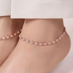 Zavya Floral Elegance Rose Gold Plated 925 Sterling Silver Anklet-15