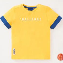 Ed-a-Mamma Kids Yellow & Blue Cotton Printed T-Shirt-image-30