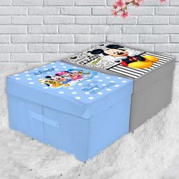 Kuber Industries Set Of 2 Disney Printed Foldable Wardrobe Organiser Box With Lid-40
